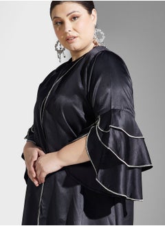 Khizana Plus size abaya with embellished cuff with sheila  - Image 3