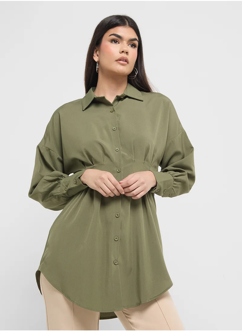 ايلا Cinched Waist Button Down Shirt