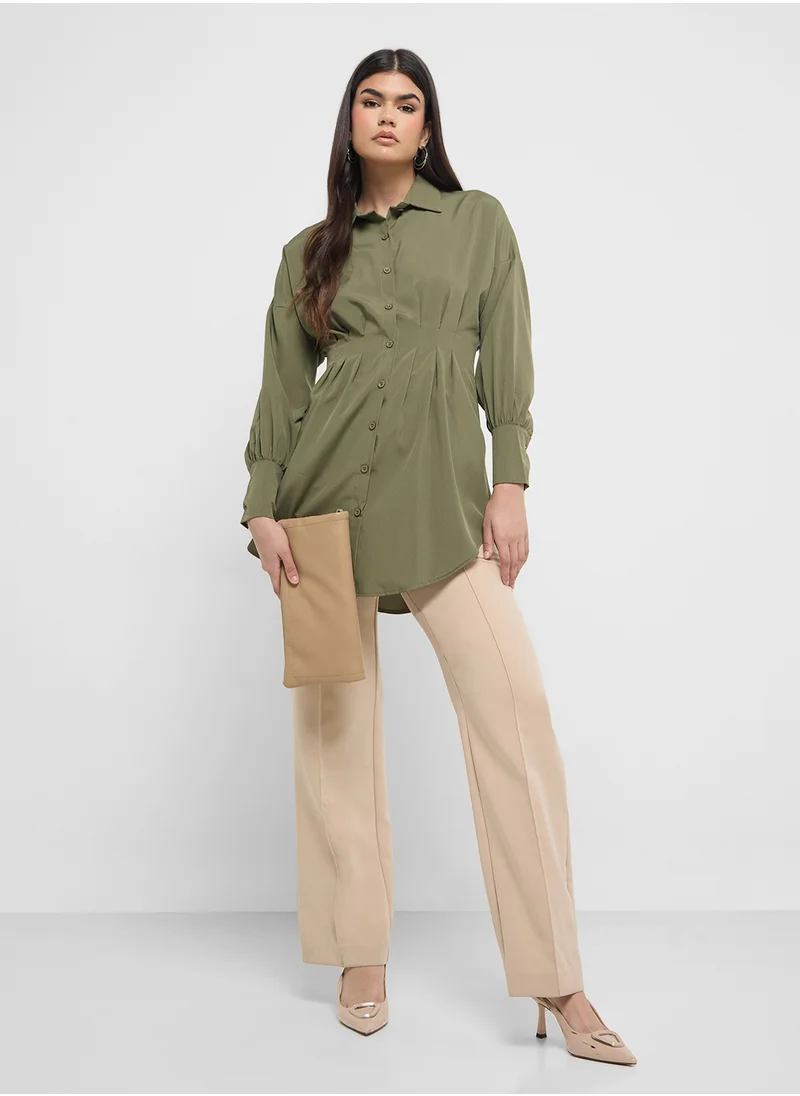 ايلا Cinched Waist Button Down Shirt