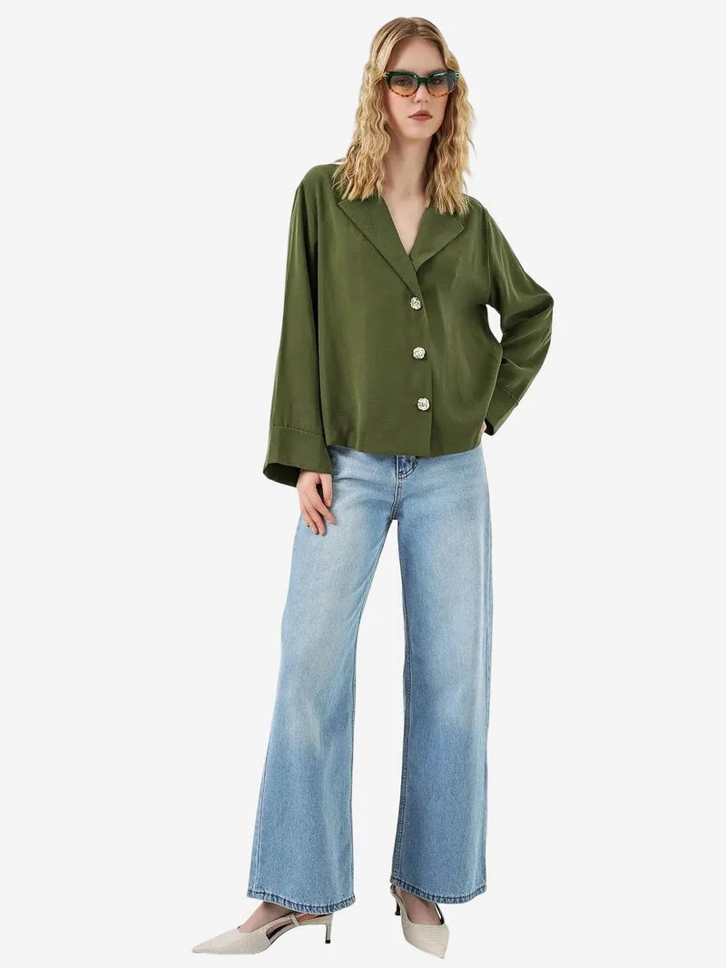 بيغ دارت BDART Oversized Blazer Jacket with Button Closure