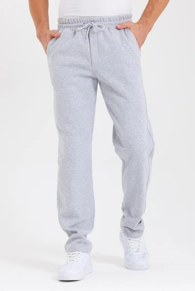 mmetalic Gray Back Pocket Label Detailed Straight Leg Men's Cotton Sweatpants