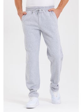mmetalic Gray Back Pocket Label Detailed Straight Leg Men's Cotton Sweatpants  - Image 1
