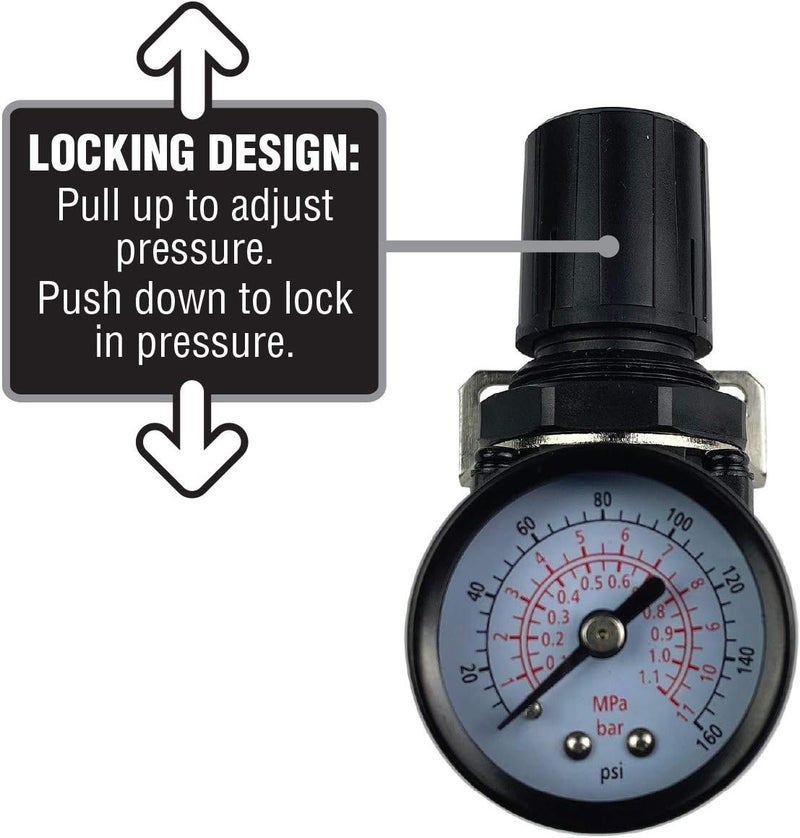Primefit R1401G Mini Air Regulator with steelProtected Gauge 60Scfm At 100Psi 14 Npt - Image 3
