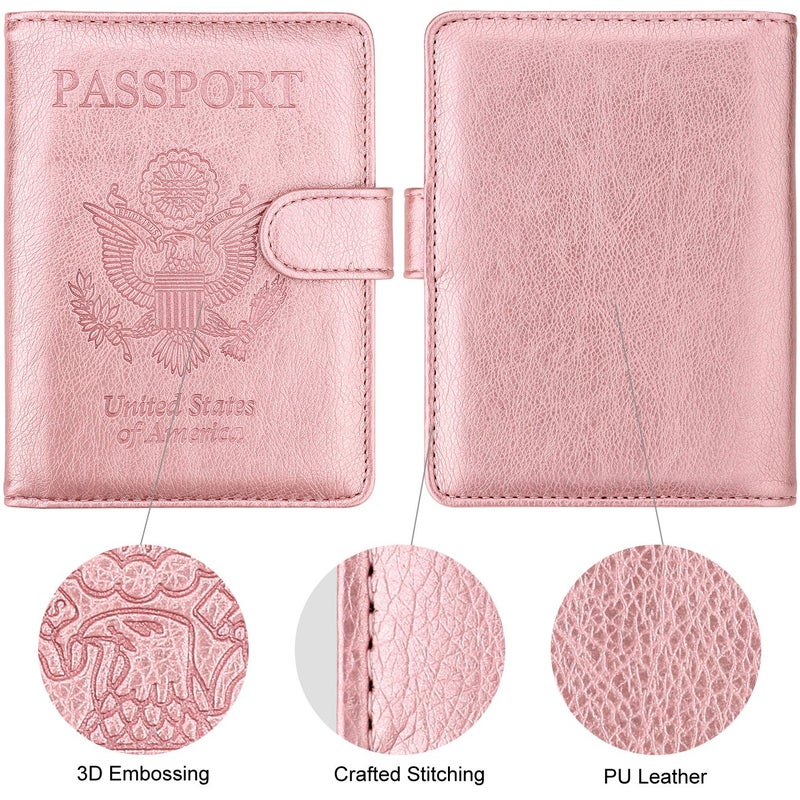 WALNEW Passport Holder for Travel, RFID Passport Cover Wallet for Women Men, PU Leather Passport Book Card Holder Case with Pen, Travelling Essentials for Flying - Image 2