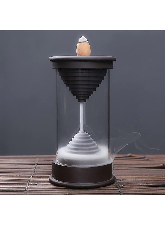 erorex Hourglass Backflow Incense Burner Waterfall Incense Holder With 20 Incense Cones And Windproof Acrylic Hood Smoke Fountain For Home And Office Decor Eliminate Odors And Purify Air - Image 1