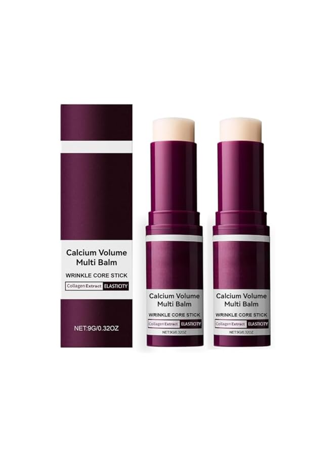2 قطع بلسم الكالسيوم المتكامل، بلسم الكالسيوم للحجم المتنوع، عصا مكافحة التجاعيد، عصا الترطيب الكورية لتحفيز الكولاجين، مضادة للشيخوخة، مرطبة، مشددة للبشرة، مناسبة للعيون، الرقبة، الوجه. - Image 1