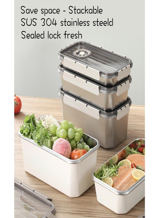 Matiko 304 Stainless Steel 3 Large Food Container Bread Bin with Lid Dishwasher Safe with Timer Bread Biscuit Onion Potato Garlic Container - Image 5