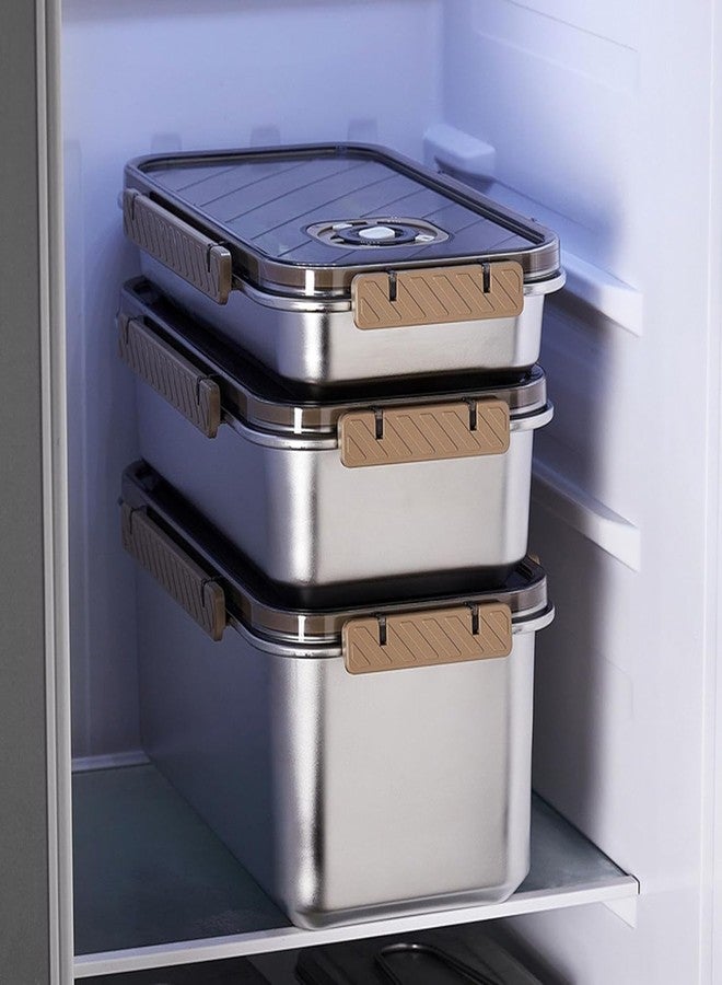 Matiko 304 Stainless Steel 3 Large Food Container Bread Bin with Lid Dishwasher Safe with Timer Bread Biscuit Onion Potato Garlic Container - Image 1