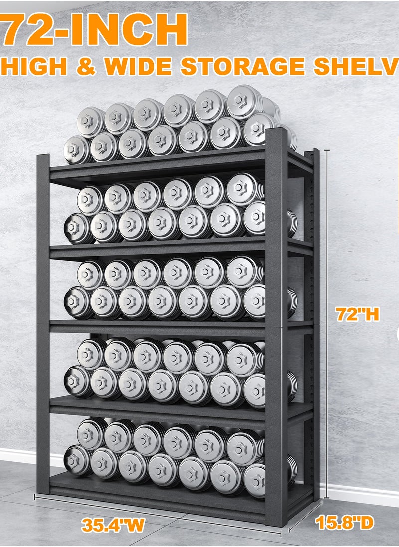 Generic Storage Shelves Garage Shelving Heavy Duty - 72''H Garage Shelves Adjustable 5 Tier Metal Shelving Unit Storage Rack Industrial Shelving Utility Shelf for Garage  - Image 3