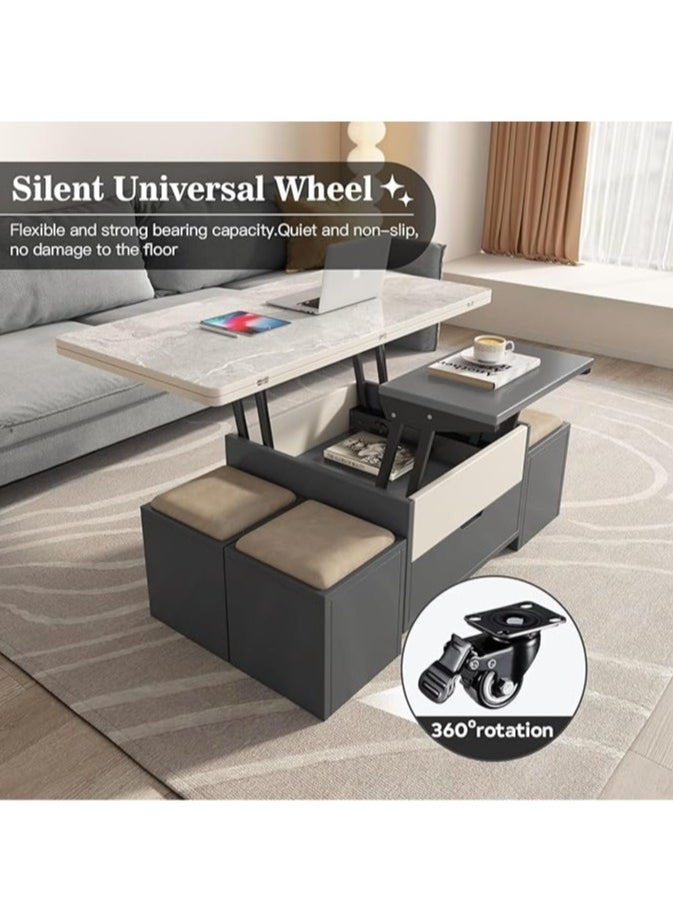 Generic - Multifunctional Adjustable Height Modern Dining Table Set Coffee Table Set - Image 1