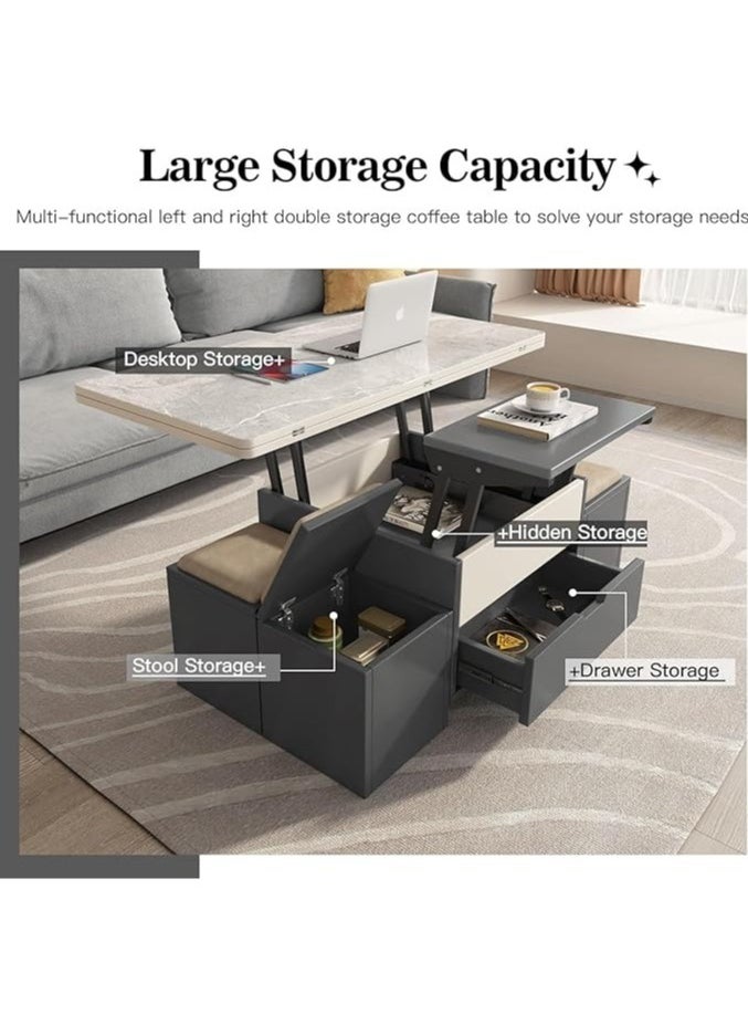 Generic - Multifunctional Adjustable Height Modern Dining Table Set Coffee Table Set - Image 1