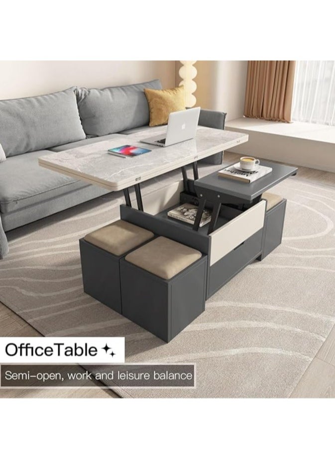 Generic - Multifunctional Adjustable Height Modern Dining Table Set Coffee Table Set - Image 1