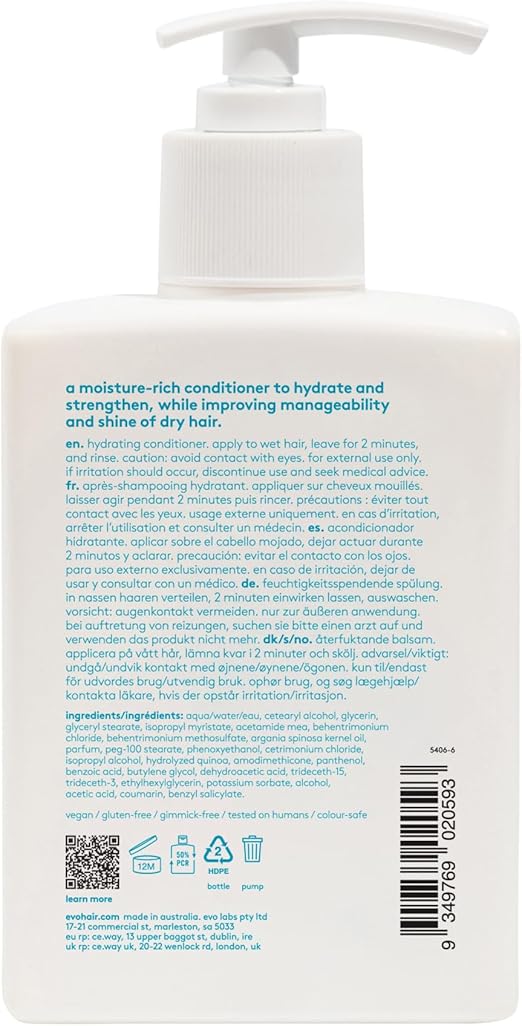 evo The Therapist Hydrating Conditioner Hydrates Strengthen and Softens Whilst Improving Shine Protects Colour Treated Dry Hair Helps to Detangle - Image 4