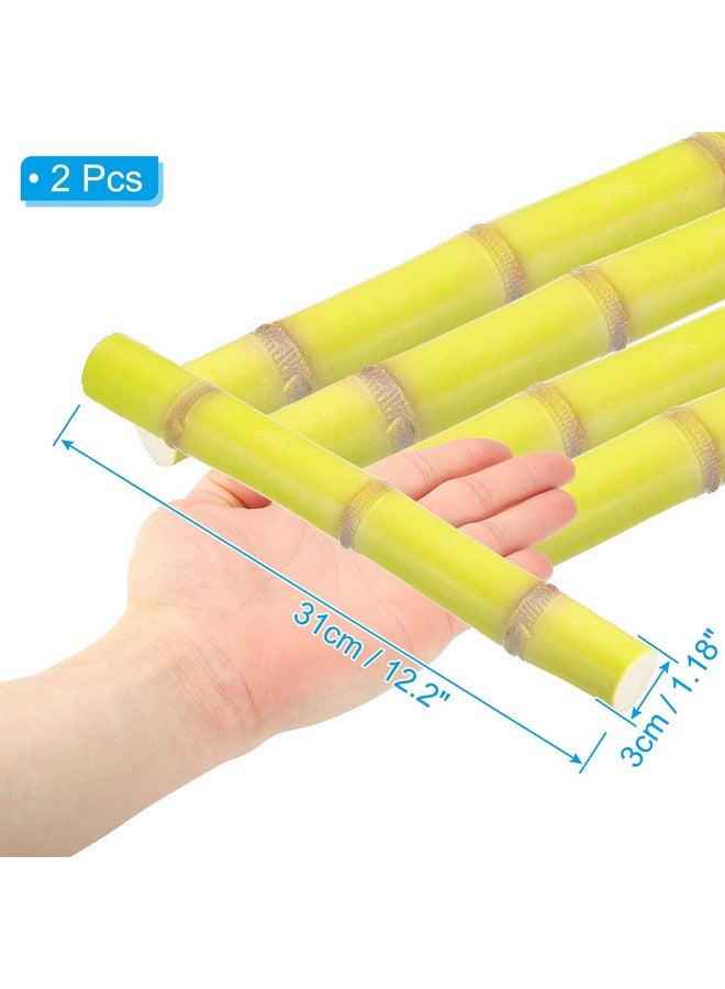 PATIKIL 2 Pcs Artificial Sugarcane, Plastic Simulation Fake Green Sugar Cane Lifelike Realistic Faux Fake Fruit Model for Home Kitchen Party Decoration, Photography Props - Image 2