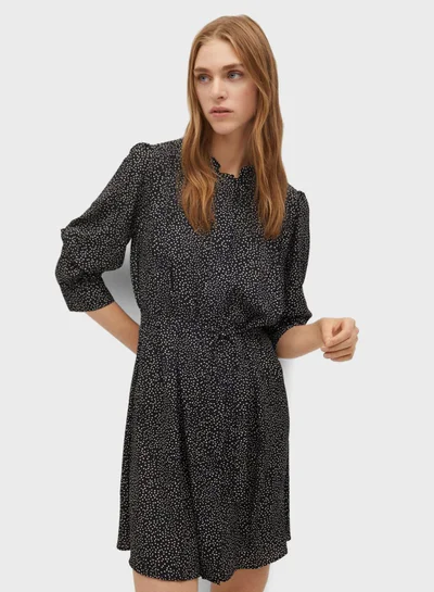 MANGO Ruched Waist Printed Dress