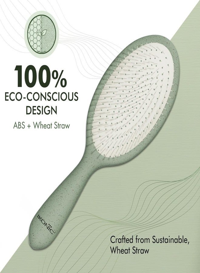 Ikonic Me Paddle Hair Brush IKM 3018 - Eco Concious with Wheat Straw & ABS Body, Ion Anti-Frizz Bristles, TPR Cushioned Base, Wet & Dry Detangling for Smooth Shine & Scalp Care - Jade Green - Image 4