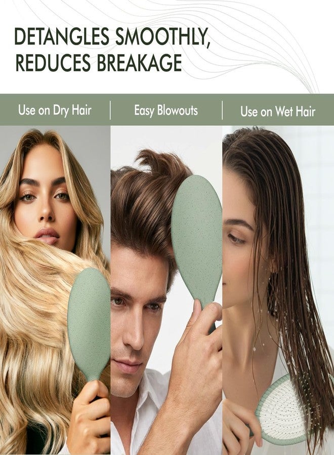 Ikonic Me Paddle Hair Brush IKM 3018 - Eco Concious with Wheat Straw & ABS Body, Ion Anti-Frizz Bristles, TPR Cushioned Base, Wet & Dry Detangling for Smooth Shine & Scalp Care - Jade Green - Image 5