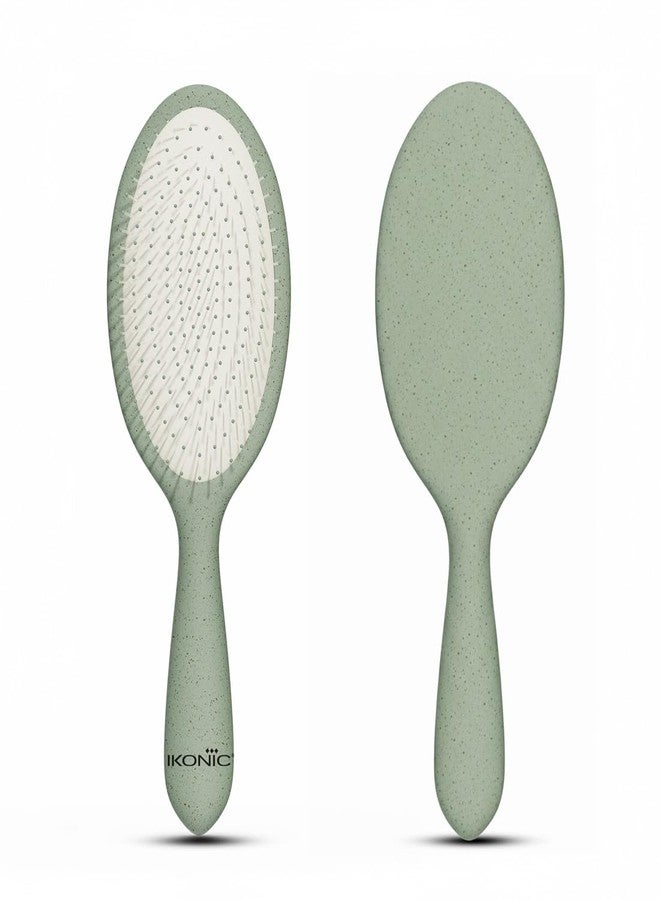 Ikonic Me Paddle Hair Brush IKM 3018 - Eco Concious with Wheat Straw & ABS Body, Ion Anti-Frizz Bristles, TPR Cushioned Base, Wet & Dry Detangling for Smooth Shine & Scalp Care - Jade Green - Image 2