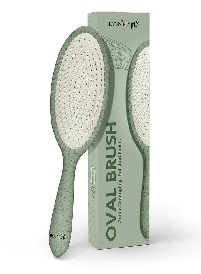 Ikonic Me Paddle Hair Brush IKM 3018 - Eco Concious with Wheat Straw & ABS Body, Ion Anti-Frizz Bristles, TPR Cushioned Base, Wet & Dry Detangling for Smooth Shine & Scalp Care - Jade Green - Image 1