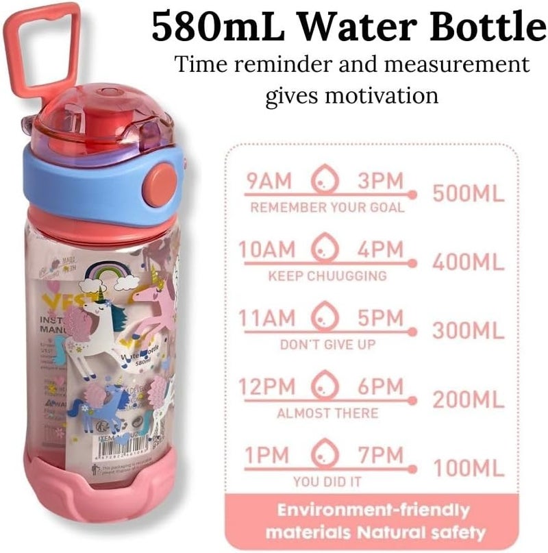 glitters Kids' Unicorn Water Bottle, 19 oz (580ml) - Leak-Proof Design for School and Sports - Image 2