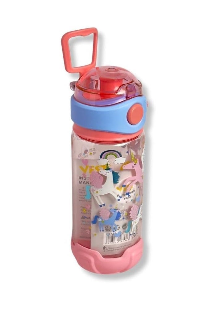 glitters Kids' Unicorn Water Bottle, 19 oz (580ml) - Leak-Proof Design for School and Sports - Image 1