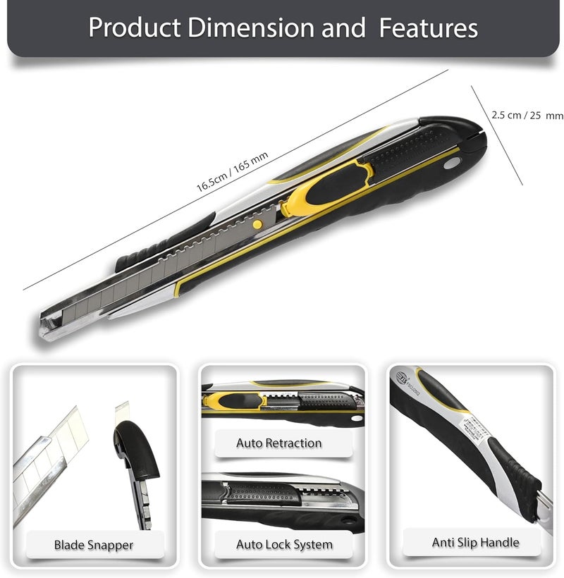 FIS Dual-System Safety Utility Cutter Set - 24 Pieces with Auto-Lock & Auto-Retracting Blades - Image 5