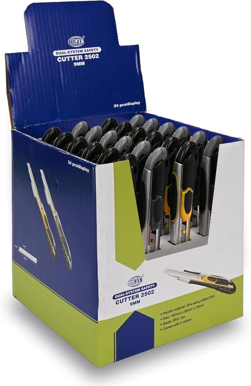FIS Dual-System Safety Utility Cutter Set - 24 Pieces with Auto-Lock & Auto-Retracting Blades - Image 2