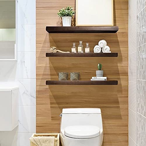 Vm decor Floating Wood Shelves for Wall Wall Mounted Display Ledge Storage Rack Set of 3 Wall Shelves for Living Room Bathroom Bedroom Office and Kitchen - Image 1