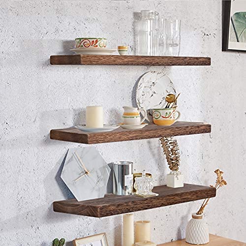 Vm decor Floating Wood Shelves for Wall Wall Mounted Display Ledge Storage Rack Set of 3 Wall Shelves for Living Room Bathroom Bedroom Office and Kitchen - Image 5