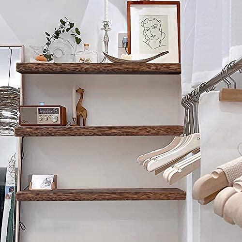Vm decor Floating Wood Shelves for Wall Wall Mounted Display Ledge Storage Rack Set of 3 Wall Shelves for Living Room Bathroom Bedroom Office and Kitchen - Image 4