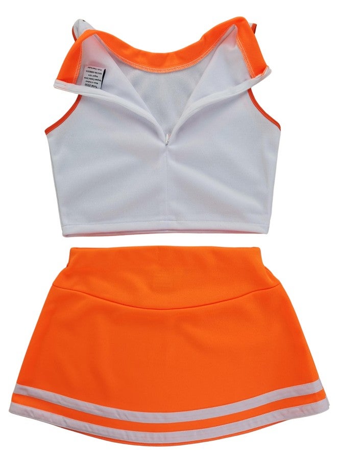 Total 2550 Girls' Kids Children Dress Cheerleader Costume Uniform Cheerleading Outfit Halloween V-Stripes (Neon Orange/White, L / 8-10) - Image 3