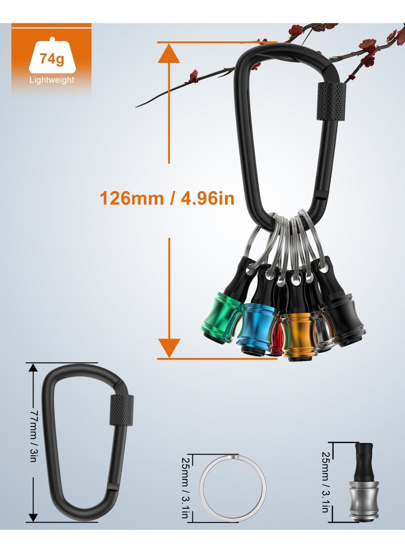 Katerk 1/4inch Hex Shank Aluminum Alloy Screwdriver Bits Holder Extension Bar Drill Screw Adapter Change Keychain Portable（15PC color with black carabiner） - Image 3