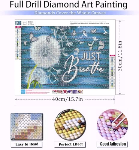 Meothan 5D Dandelion Diamond Art Kits for Adults DIY Dandelion Butterfly Diamond Painting Kits for Adults, Full Round Rhinestone Crafts Gem Art Painting with Diamond for Home Wall Decor 12x16 incn - Image 3