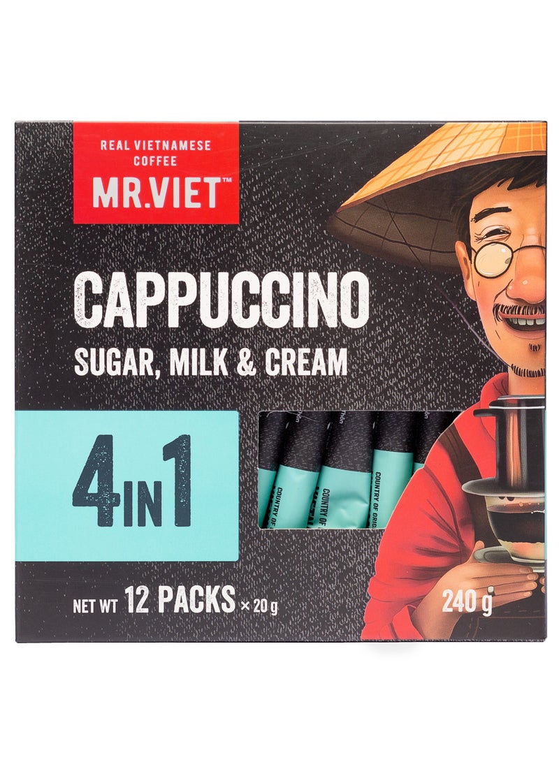 MR.VIET MR. VIET Instant Coffee Cappuccino 4 in 1, 240 g box (12 pouches by 20 g).  - Image 1