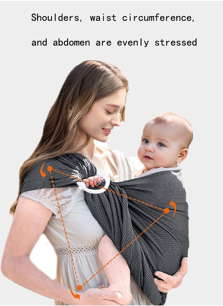 Hiras Ring Sling Baby Carrier, Summer Mesh Breathable Baby Wraps Carrier- Newborn to Up to 3 years old - for Moms, Dads and Caregivers  - Image 3