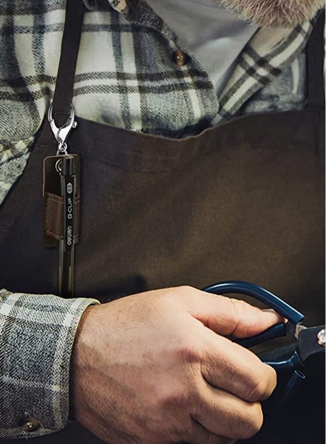 Portable Leather Pen Holder Strap Buckle Anti-lost PU Leather Pen Pouch Holder Meeting Office Speech Pocket Protector for Neck Lanyard Badge Keychain 6PCS Black