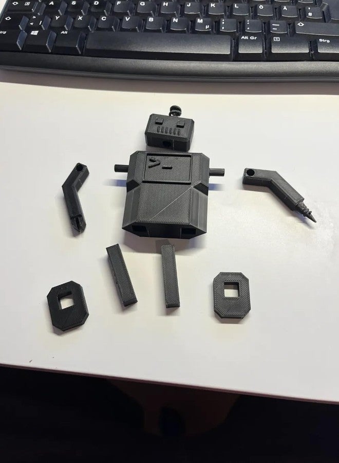 3D CUBES Printed Robot Model Kit, DIY Assembly Parts, Black Plastic Frame - Image 2