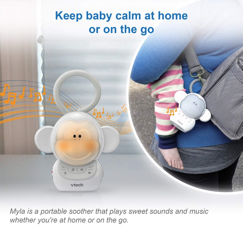 VTech Communications BC8211 Myla The Monkey Baby Sleep Soother with a White Noise Sound Machine Featuring 5 Soft Ambient Sounds, 5 Calming Melodies & Soft-Glow Night Light, 1 Count (Pack of 1) - Image 3