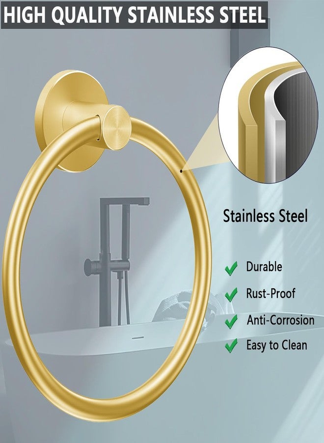 WOOPHEN Hand Towel Ring, Thicken Stainless Steel Bath Towel Holder Modern Round Towel Hanger Wall Mounted for Bathroom, Kitchen (Gold) - Image 4