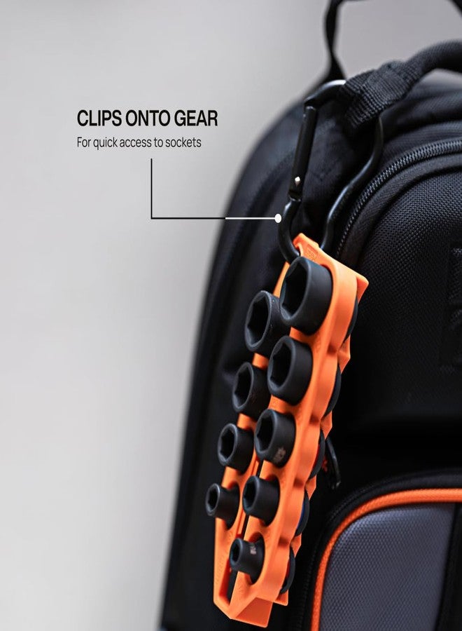 Klein Tools 33809 Grab-And-Go Impact Socket Set, SAE, 10-Piece Set with Sleeve, Carabiner, and 3/8-Inch Drive, Color-Coded 1/4, 5/16, 3/8, 7/16, 1/2, 9/16, 5/8, 11/16, and 3/4-Inch Sockets - Image 3