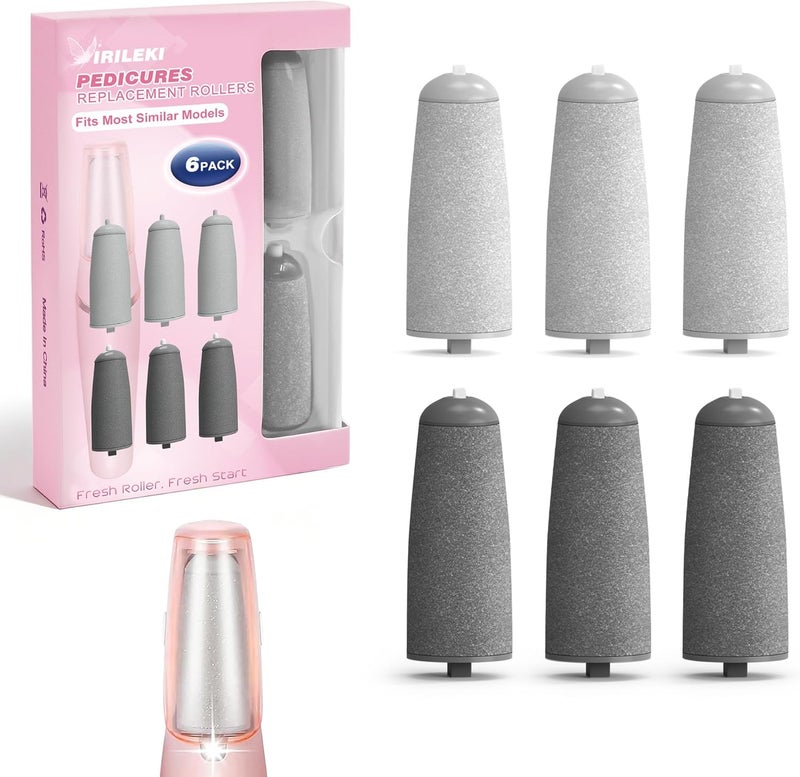 IRILEKI 6 قطع رؤوس بديلة للباديكير لجهاز Flawless Pedi، مبرد القدم الكهربائي، رأس أسطوانة بديل لإزالة الكالو الكهربائي يتناسب مع Finishing Touch Flawless Pedi (لا تشمل أدوات الباديكير) - Image 1