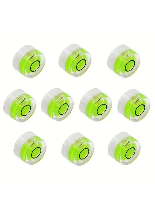 10 Pack Mini Round Bubble Levels 10x6mm Acrylic Dual Color Yellow White - Image 1