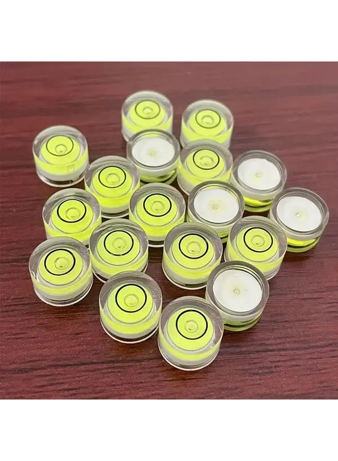 10 Pack Mini Round Bubble Levels 10x6mm Acrylic Dual Color Yellow White - Image 2
