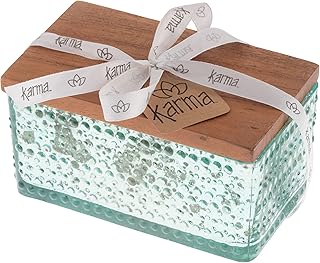 Karma Gifts, Hobnail Glass Rectangle, Soy Wax Blend Candle, Holiday Candle for Home, Luxury Glass Jar Candle, Dune Sage - Image 1