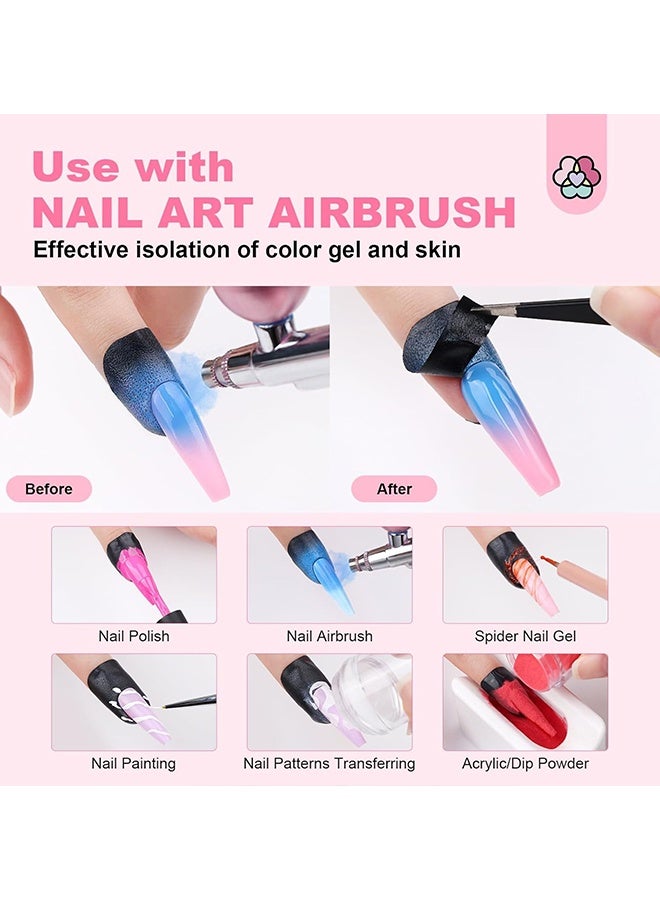 Wffo 10 Sheets - (100Pcs）Nail Polish Protector - Gel Nail Sticker - Peel Off Barrier - UV Finger Protection - Skin Cuticle Protector Tape - U-Shaped French Tip Nail Art Accessories DIY - Black - Image 5