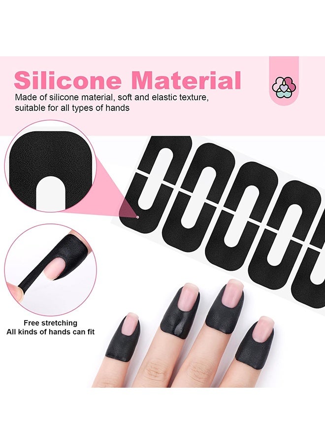 Wffo 10 Sheets - (100Pcs）Nail Polish Protector - Gel Nail Sticker - Peel Off Barrier - UV Finger Protection - Skin Cuticle Protector Tape - U-Shaped French Tip Nail Art Accessories DIY - Black - Image 4