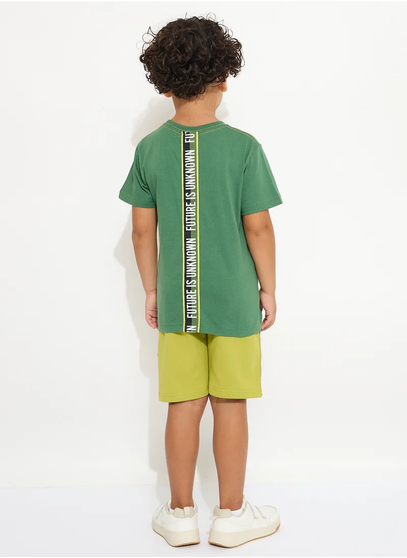 victor and jane Boys' Summer Outfit Set: 2-Piece T-Shirts & Shorts - Green & Dark Green (2-8 Years)