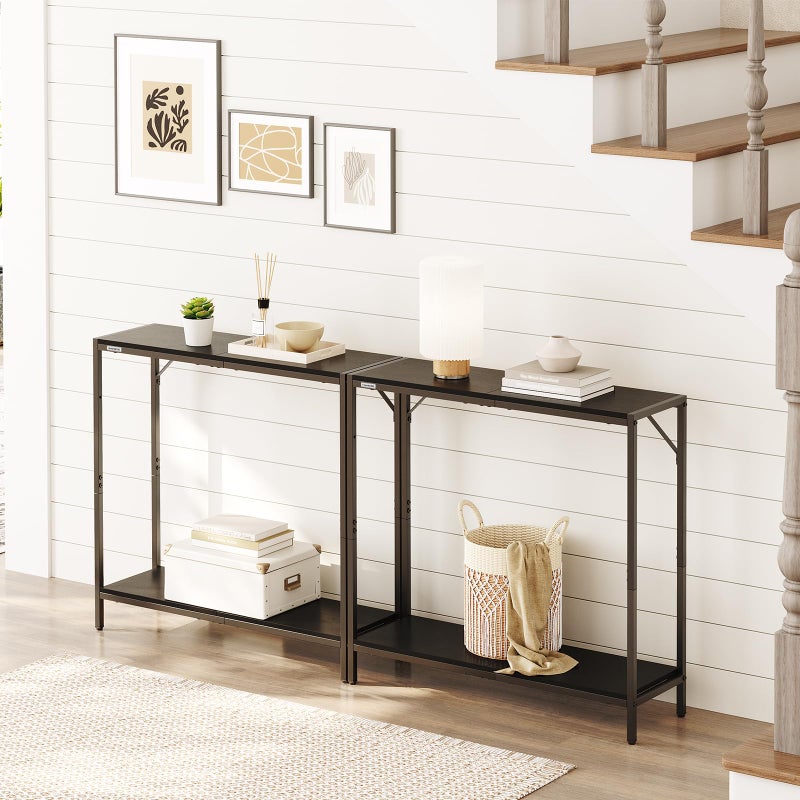 MAHANCRIS Console Table, 2-Tier Entrance Table, Behind Sofa Table, Industrial Style, Sturdy and Stable, for Living Room, Entryway, Foyer, Corridor, Office, Black CTHB27601 - Image 4