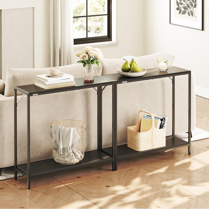 MAHANCRIS Console Table, 2-Tier Entrance Table, Behind Sofa Table, Industrial Style, Sturdy and Stable, for Living Room, Entryway, Foyer, Corridor, Office, Black CTHB27601 - Image 2