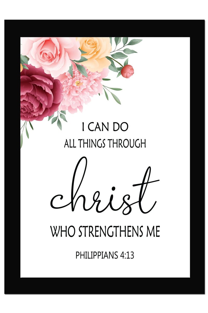 AR Creative I Can Do All Things - Bible Verse Wall Photo Framed Wall Poster, Bible Quotes Print with Frame, Home, Office Decor, Bible Quotes Poster (13.6 inch x 10.2 inch) - Image 1